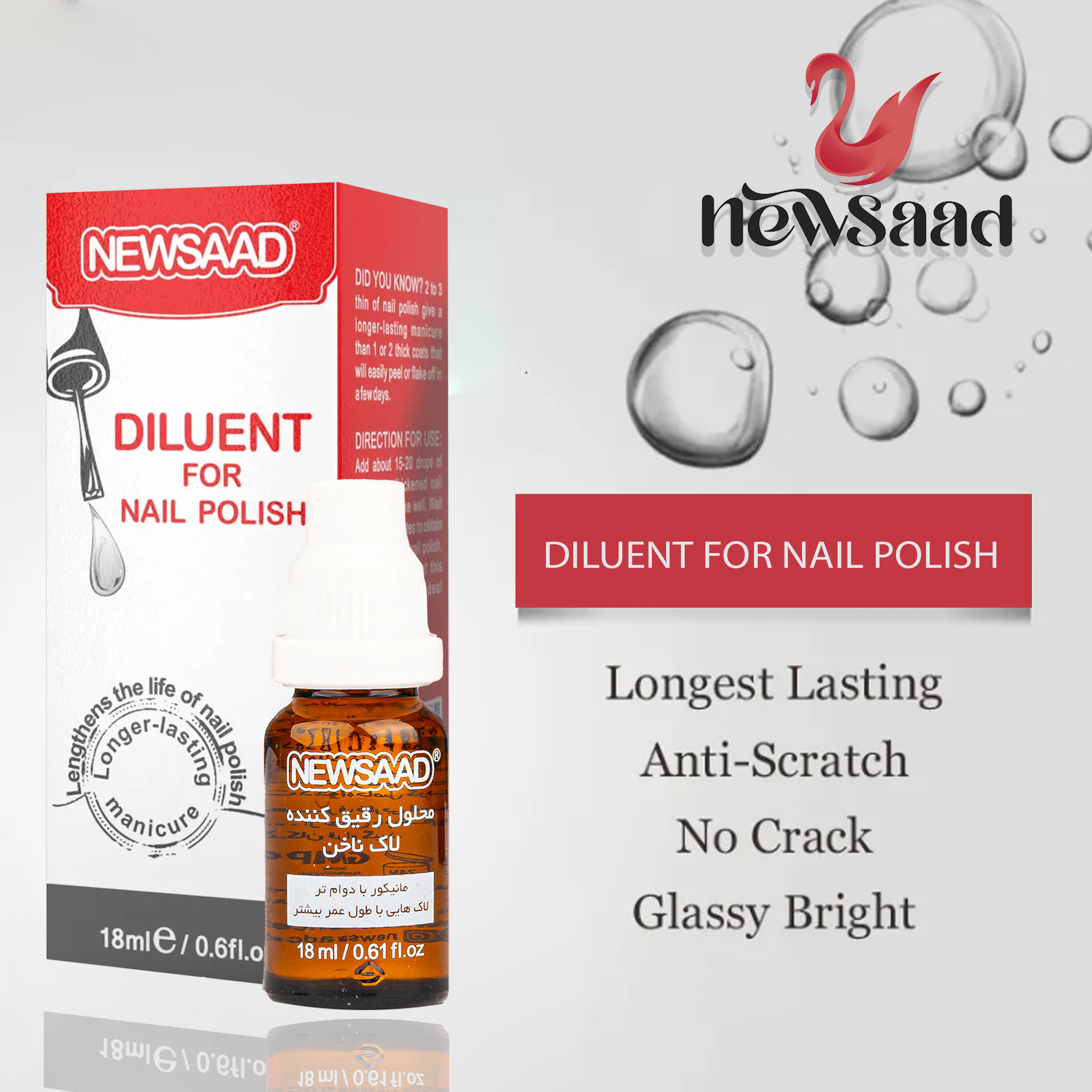 محلول رقیق کننده لاک ناخن نیوساد مدل DILUENT6 حجم 18 میلی لیتر مجموعه 6 عددی