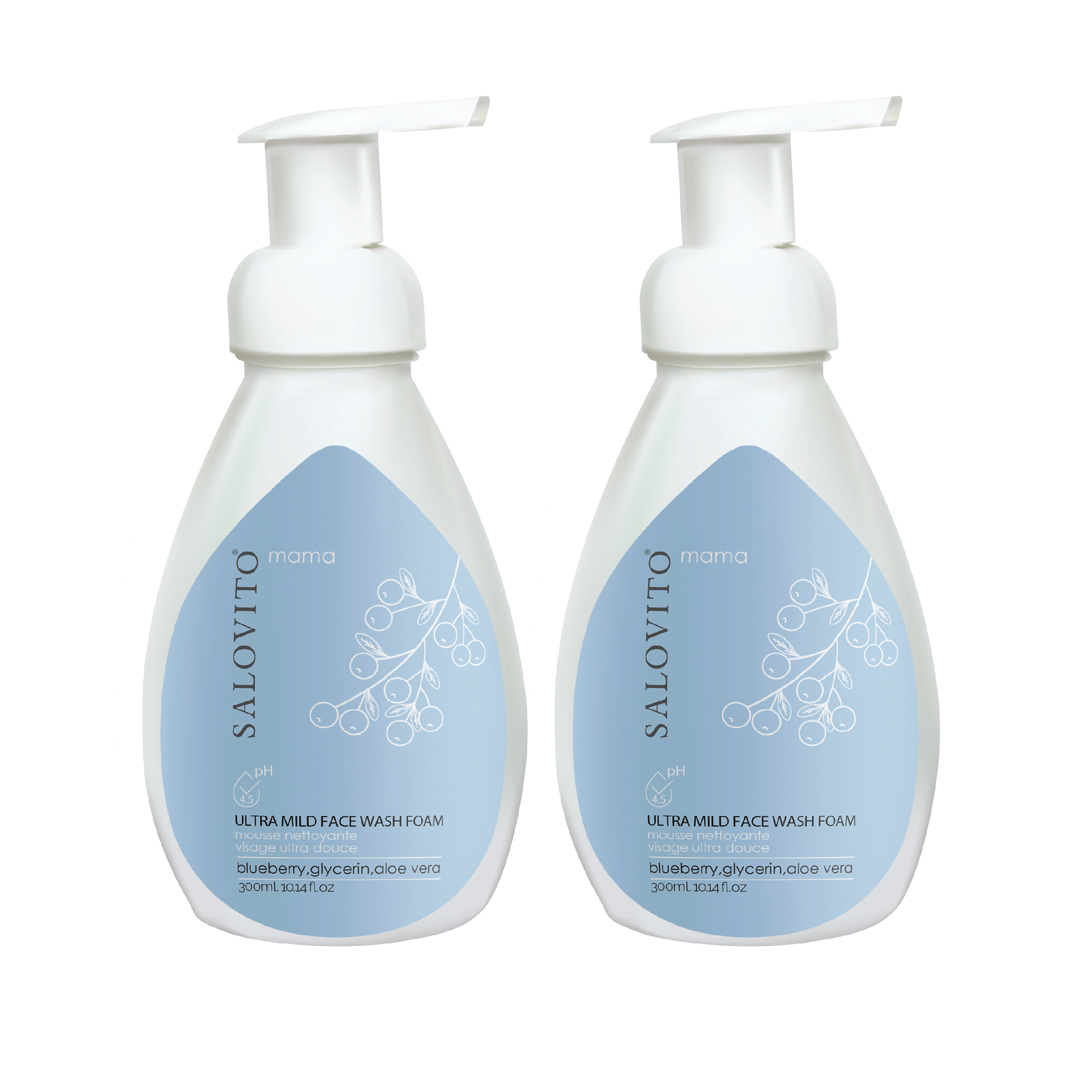 فوم شستشو صورت سالوویتو مدل بلوبری مناسب برای انواع پوست حجم 300 میلی لیتر مجموعه 2 عددی