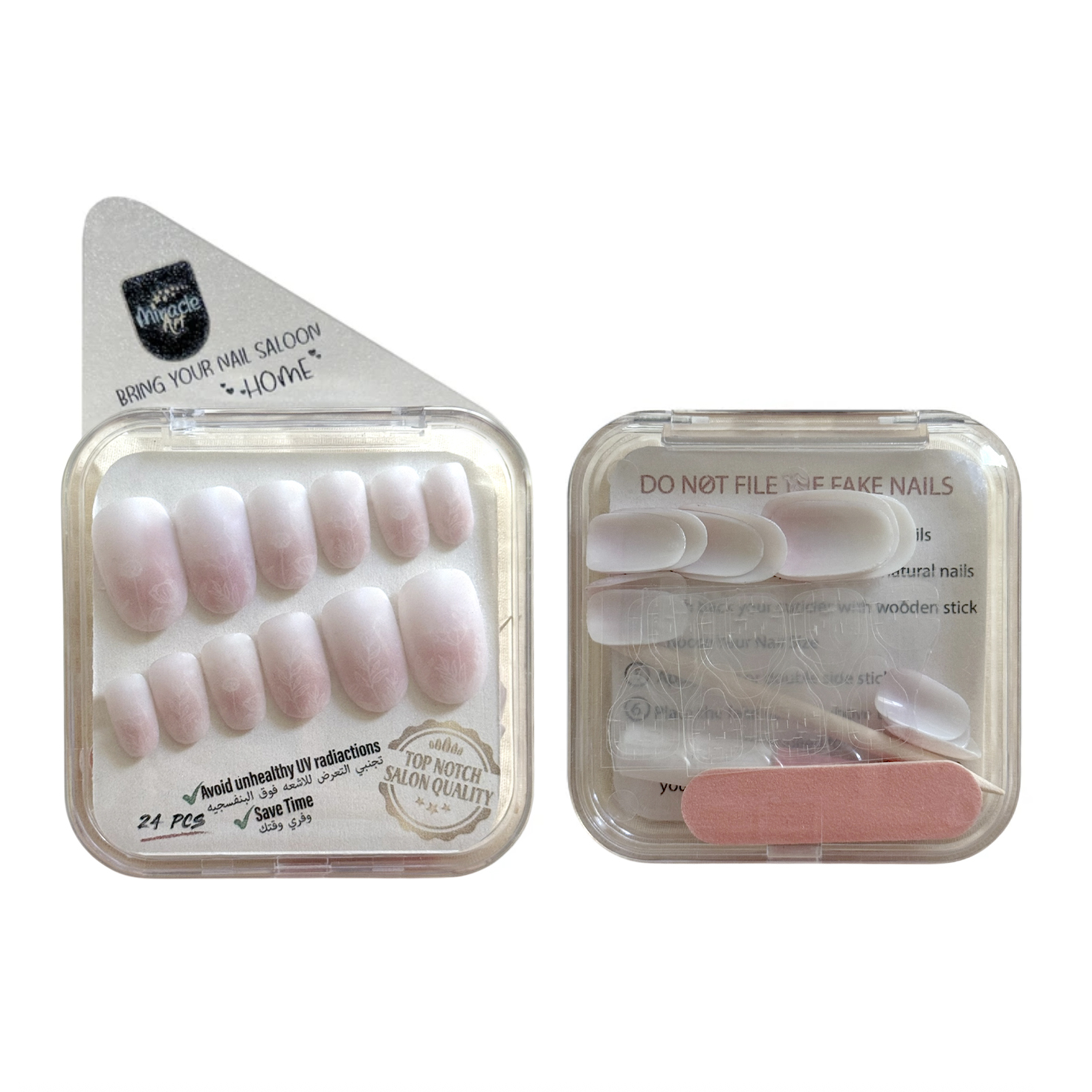 ناخن مصنوعی دست میراکل آرت مدل گرد کد R2400107 بسته 24 عددی