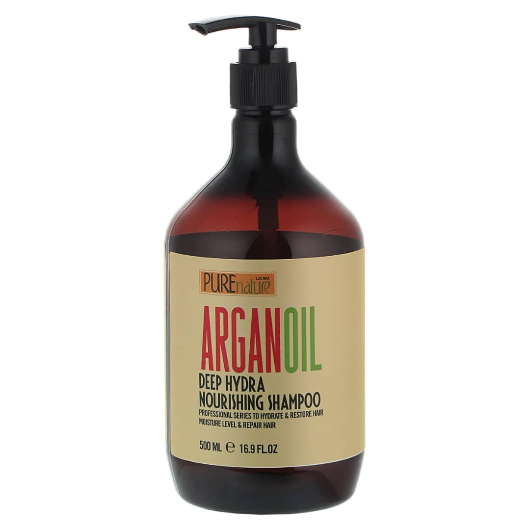 شامپو تقویت کننده و ترمیم کننده مو پیور نیچر مدل argan حجم 500 میلی لیتر به همراه ماسک مو پیور نیچر مدل argan oil