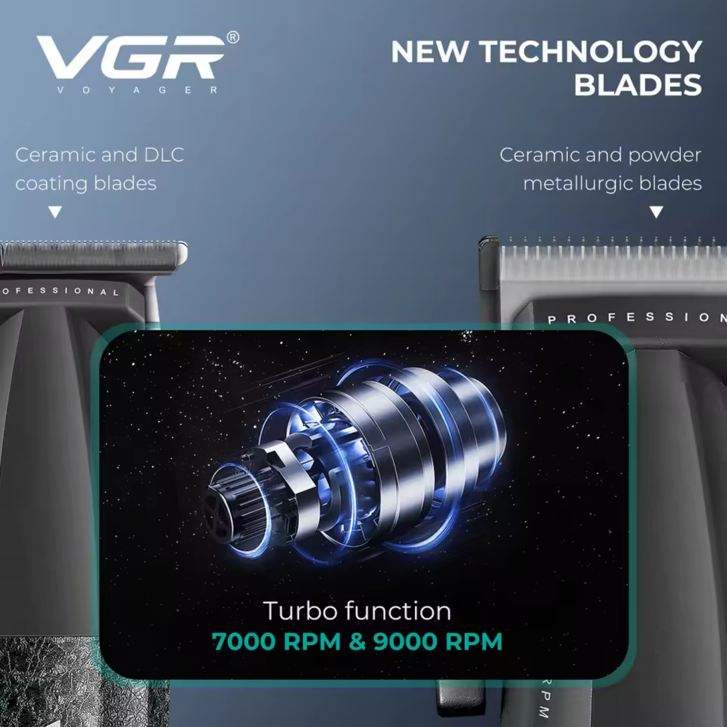 ماشین اصلاح موی سر و صورت شارژی وی جی ار مدل V-640 s3 مجموعه 3 عددی