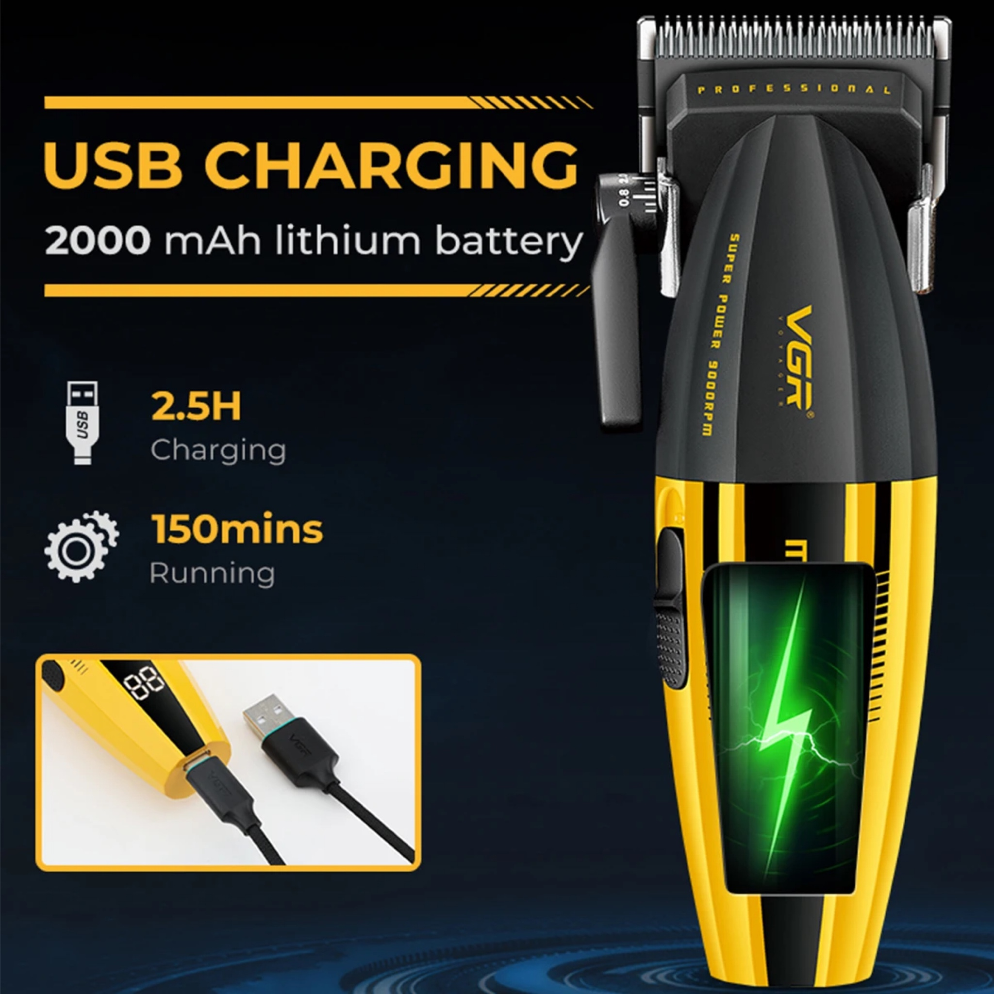 ماشین اصلاح موی سر و صورت شارژی وی جی ار مدل V-285