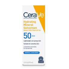 لوسیون ضد آفتاب بدون رنگ سراوی SPF 50 مدل Hydrating Mineral ‌مناسب انواع پوست حجم 75 میلی‌لیتر