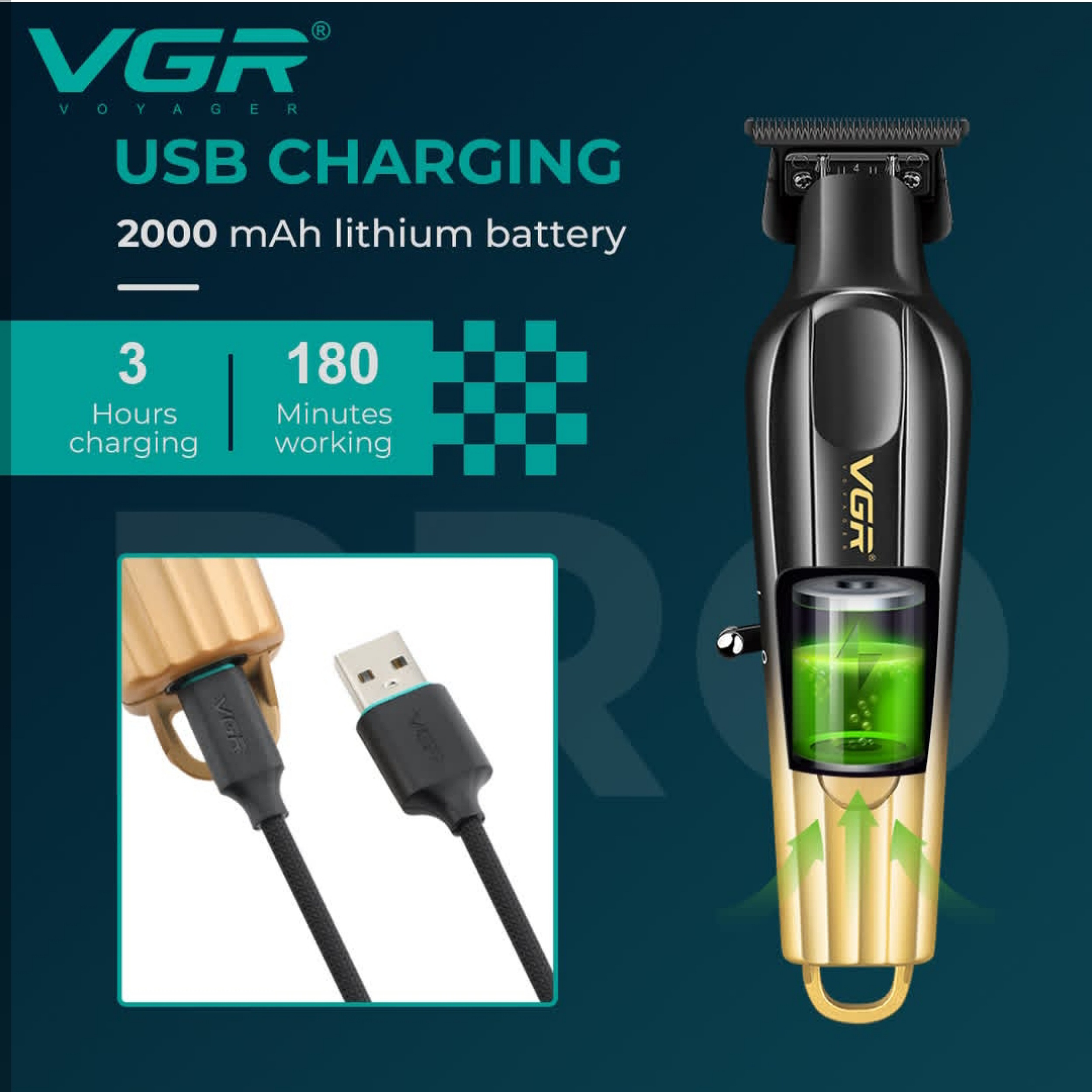 ماشین اصلاح موی سر و صورت شارژی وی جی ار مدل V-935