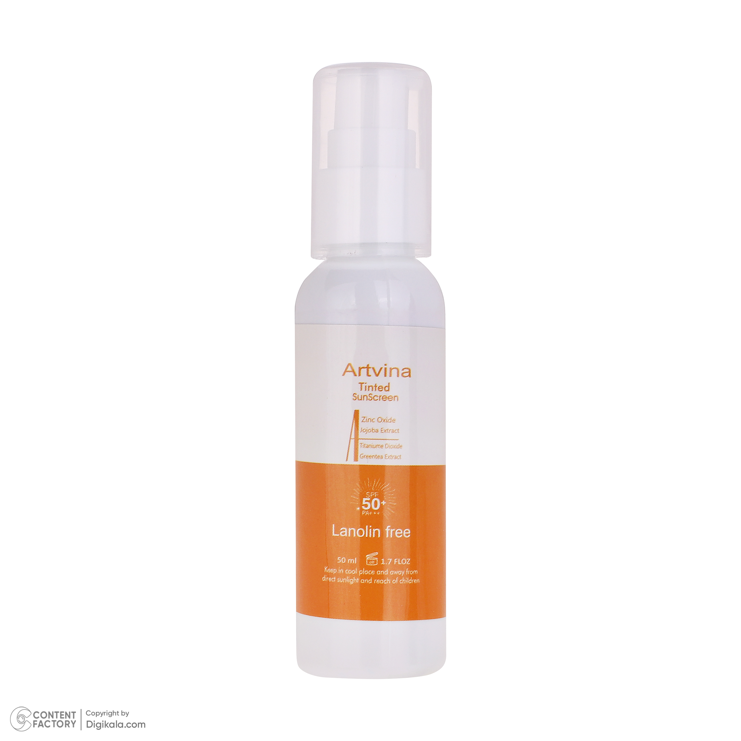 کرم ضد آفتاب رنگی صورت و بدن آرت وینا SPF50 مدل COVER  PA+++ مناسب انواع پوست حجم 50 میلی‌لیتر