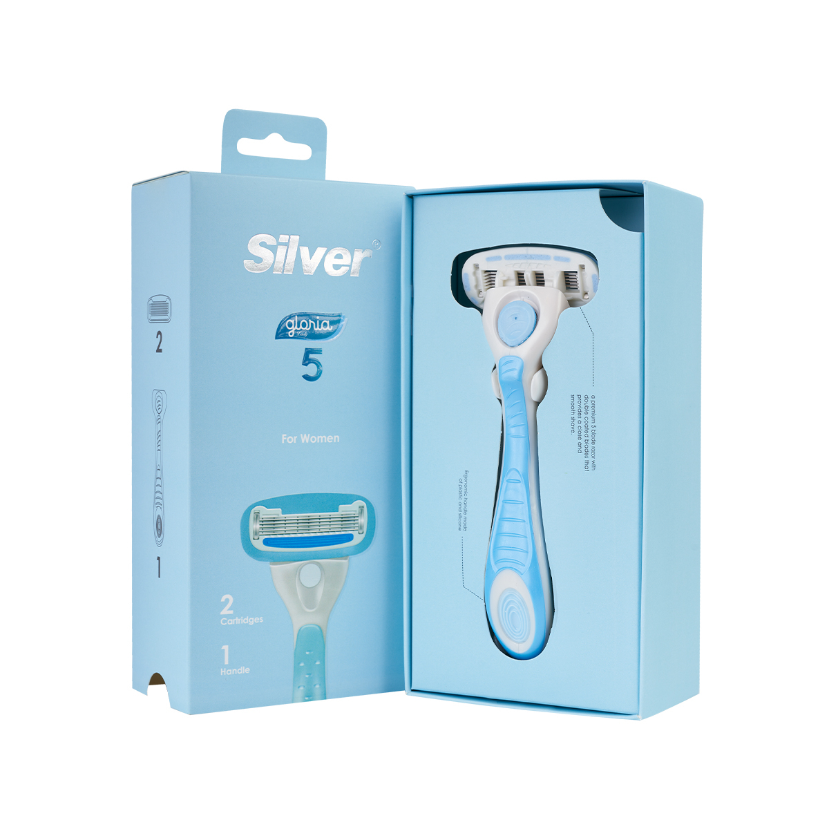 خود تراش زنانه سیلور مدل Gloria به همراه سری یدکی بسته 2 عددی