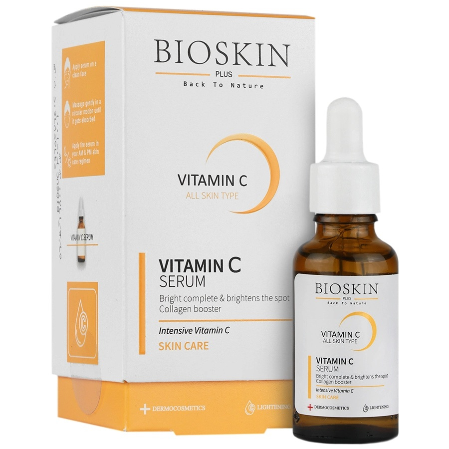 سرم ویتامین سی روشن کننده پوست بایو اسکین پلاس مدل 001 مناسب برای انواع پوست حجم 30 میلی لیتر