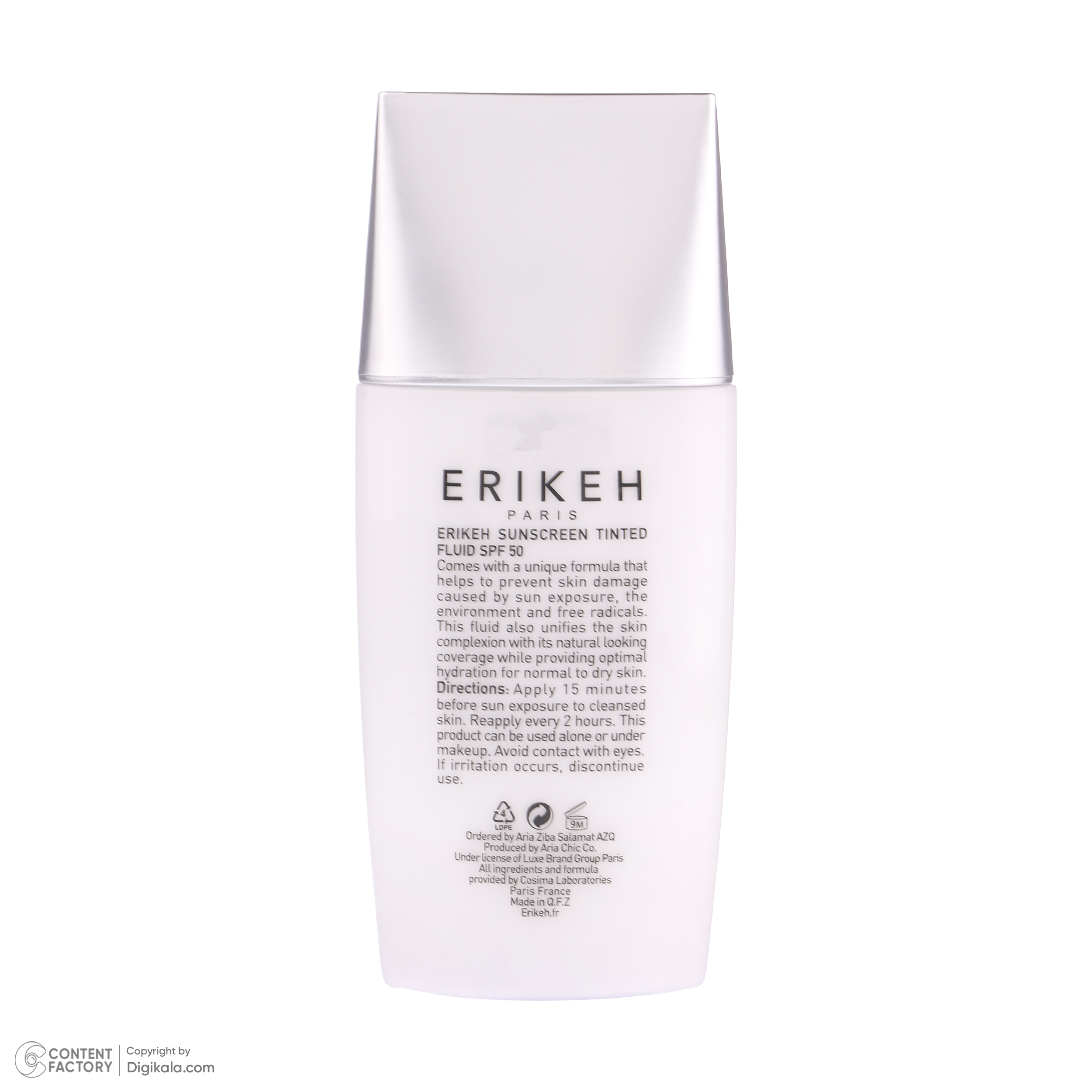 کرم ضد آفتاب رنگی صورت اریکه SPF 50 مدل Tinted حاوی محافظ UVA و UVB  ‌مناسب پوست‌های خشک و معمولی حجم 50 میلی‌ لیتر