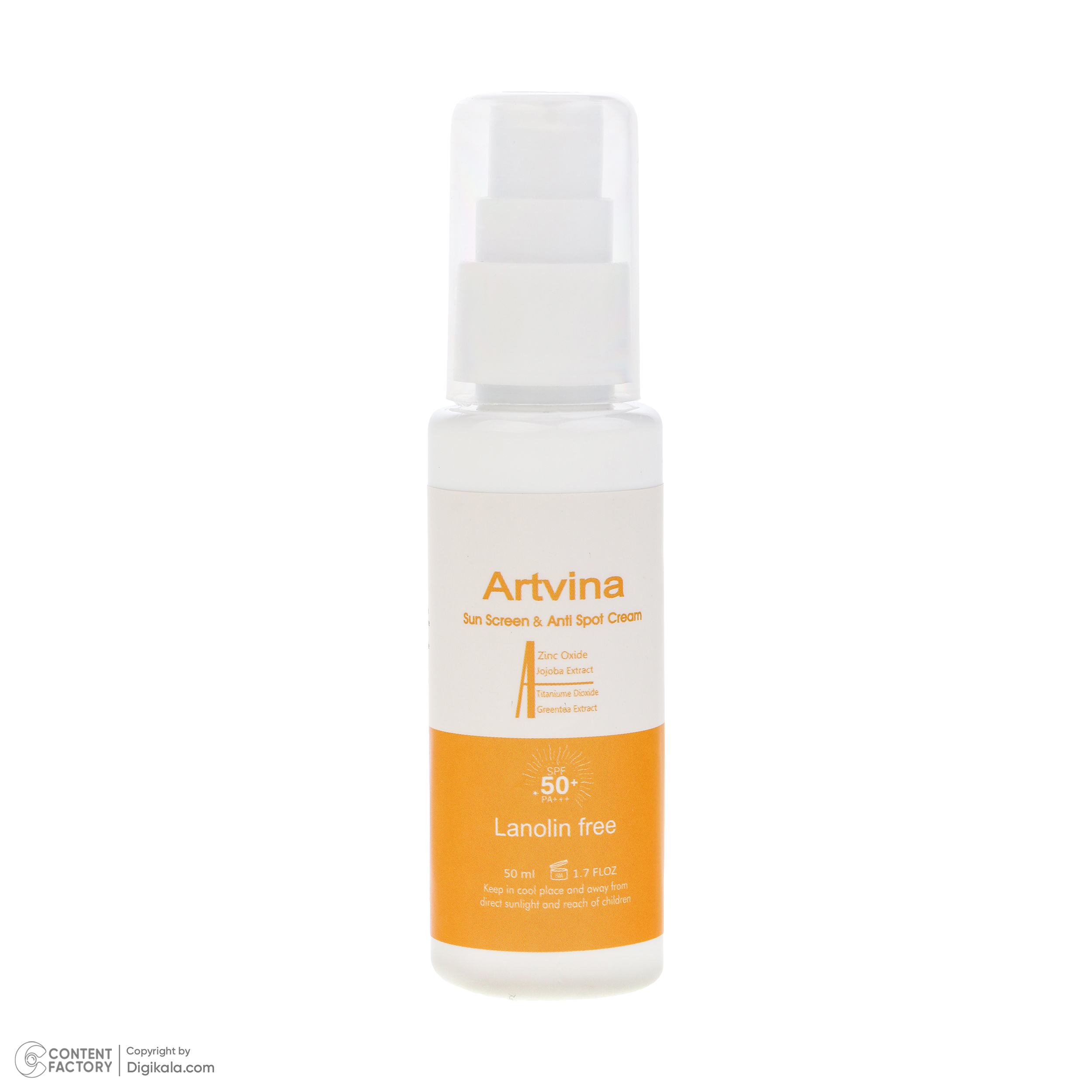 کرم ضد آفتاب رنگی آرت وینا SPF 50 مدل Highly Effective محافظ UVA ،UVB و PA+++، ضد حساسیت، ضد چروک و ضد پیری، مناسب انواع پوست حجم 50 میلیلیتر