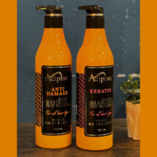 شامپو تقویت کننده و ترمیم کننده مو اسیفکس مدل آرگان-کراتین مناسب برای موهای آسیب دیده حجم 500 میلی لیتر بسته دو عددی