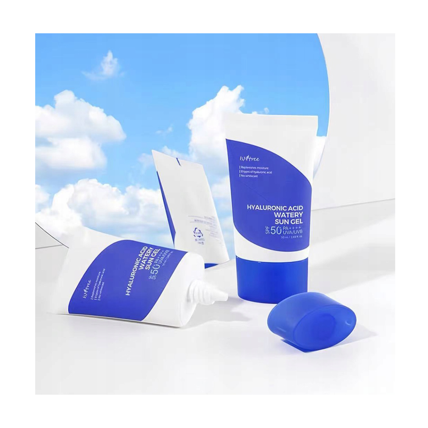 ژل ضد آفتاب بدون رنگ ایزنتری SPF 50 مدل هیالورونیک اسید مناسب پوستهای خشک و حساس حجم 50 میلیلیتر