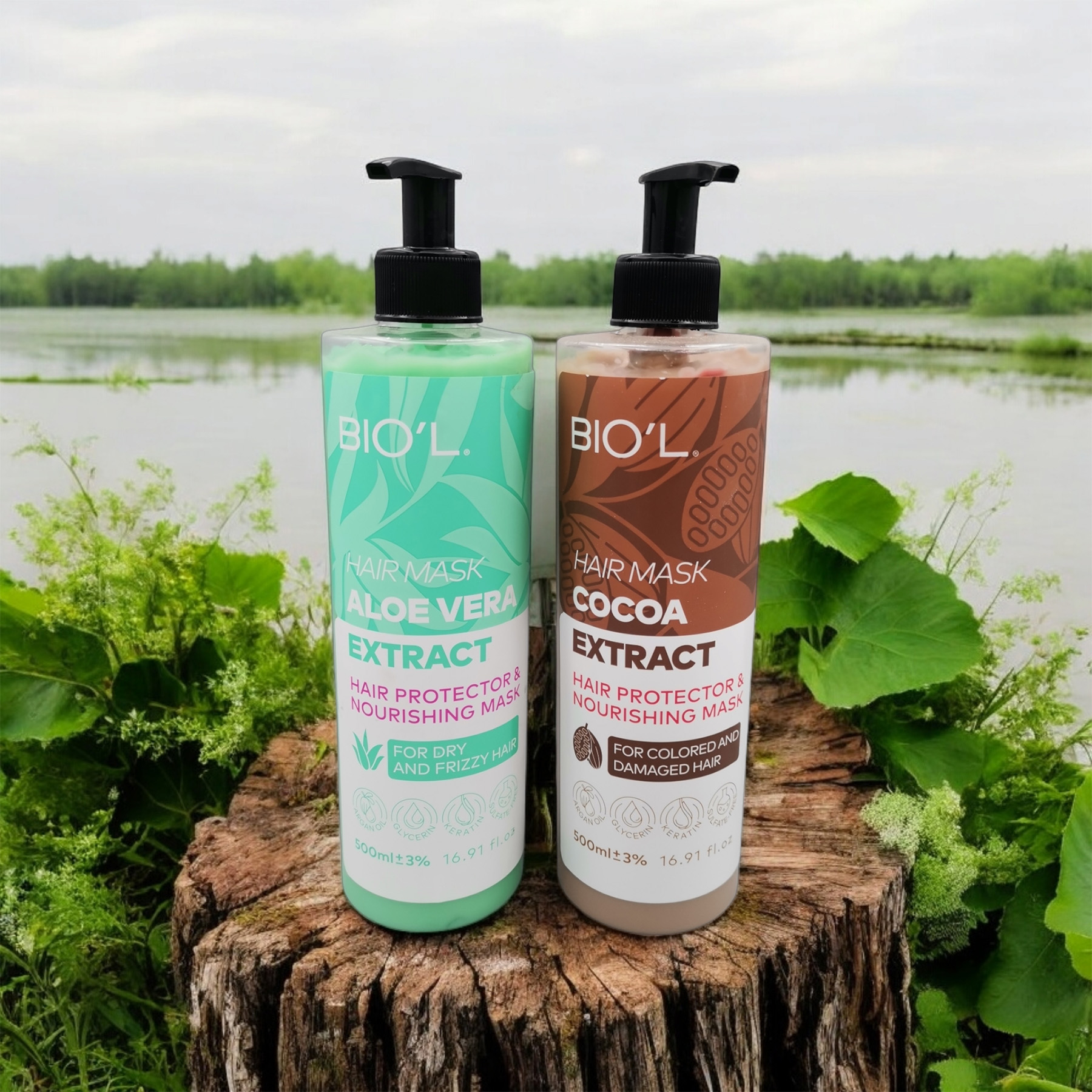 ماسک مو بیول مدل آلوئه ورا - کاکائو حجم 500 میلی لیتر بسته 2 عددی