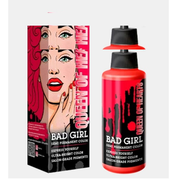 ماسک مو رنگساژ بد گرل مدل QUEEN OF HEARTS حجم 100 میلی لیتر رنگ قرمز آتشین