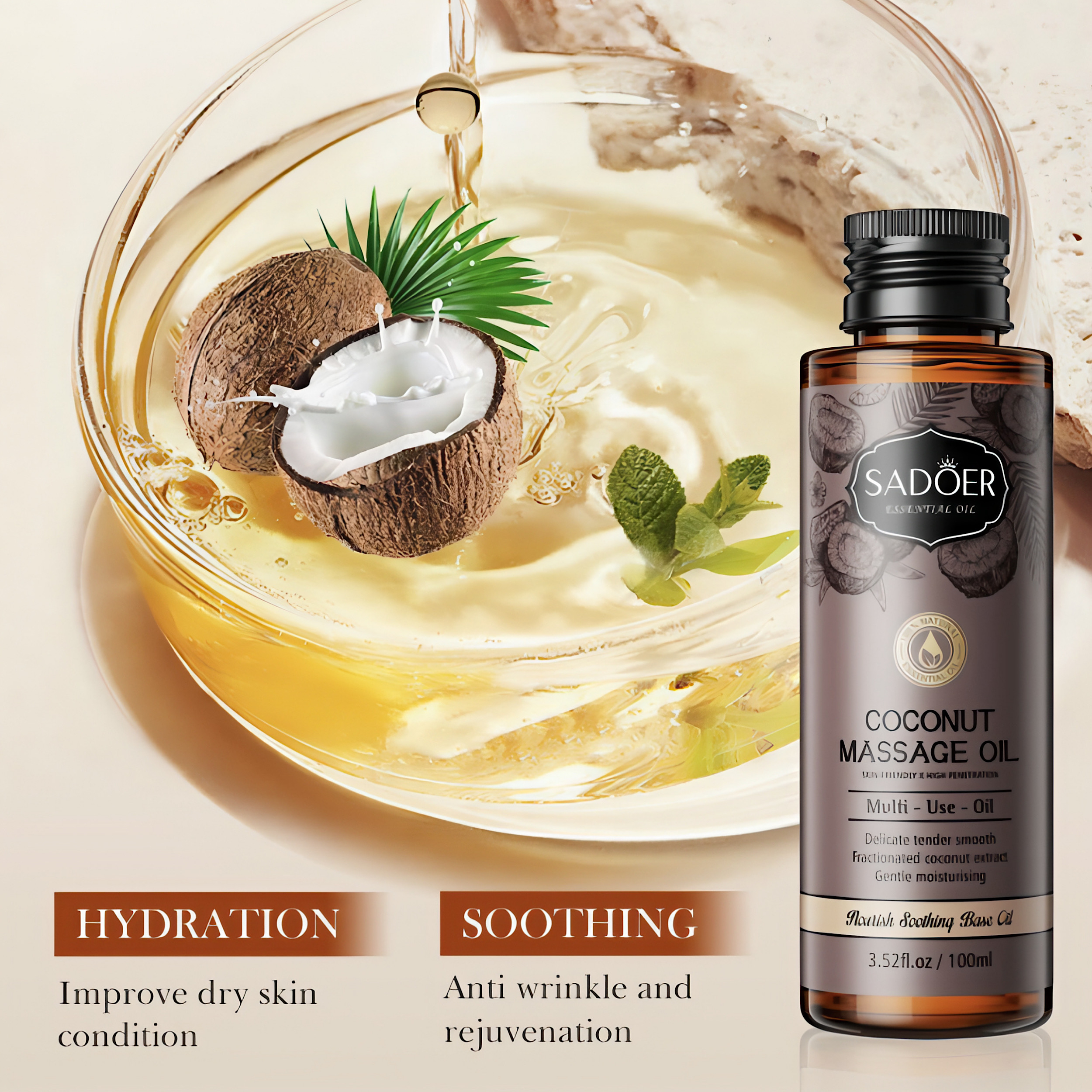 روغن ماساژ سادور مدل نارگیل حجم 100 میلی لیتر