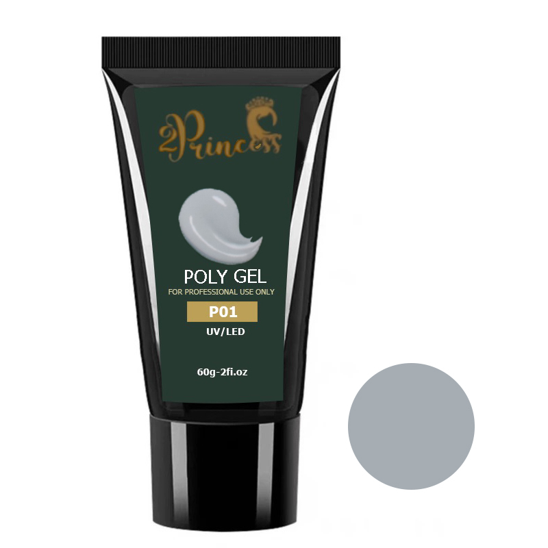 پلی ژل کاشت ناخن پرنسس مدل P01 وزن 60 گرم رنگ طوسی