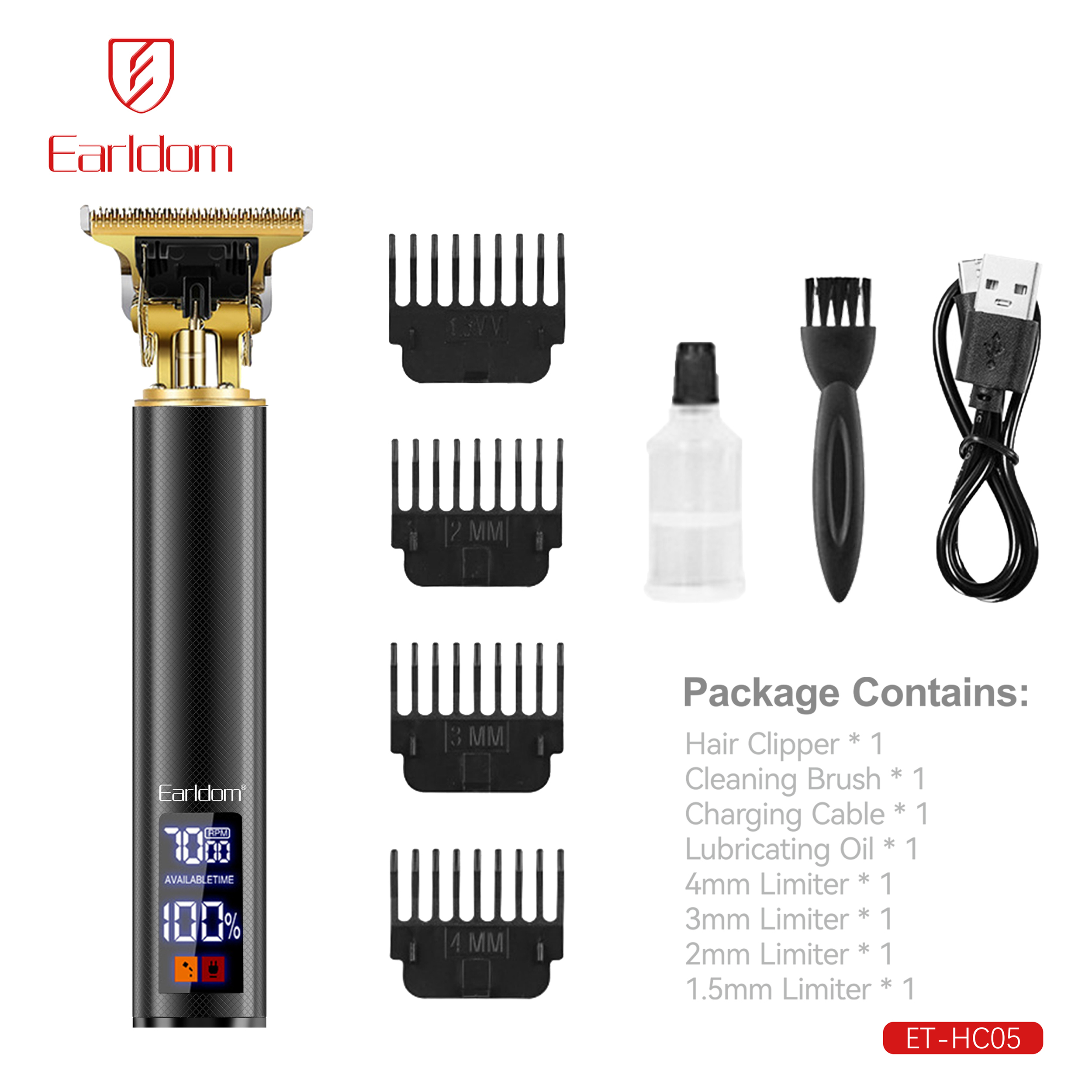 ماشین اصلاح موی سر و صورت شارژی ارلدام مدل HAIR CLIPPER HC05