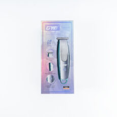 ماشین اصلاح موی سر و صورت جی دبلیو مدل GW-9753، اصلاح به صورت صفر زن، خط زن، نمایشگر وضعیت باتری، منبع انرژی با کابل USB، تکنولوژی اصلاح به صورت تریم، مدت زمان شارژ 90 دقیقه و مدت زمان استفاده پس از شارژ 100 دقیقه، به‌همراه کابل USB، محافظ، برس، روغن