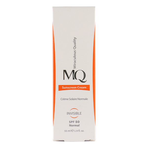 کرم ضدآفتاب بیرنگ ام کیو مدل SPF50، مناسب پوستهای نرمال، حجم 55 میلیلیتر
