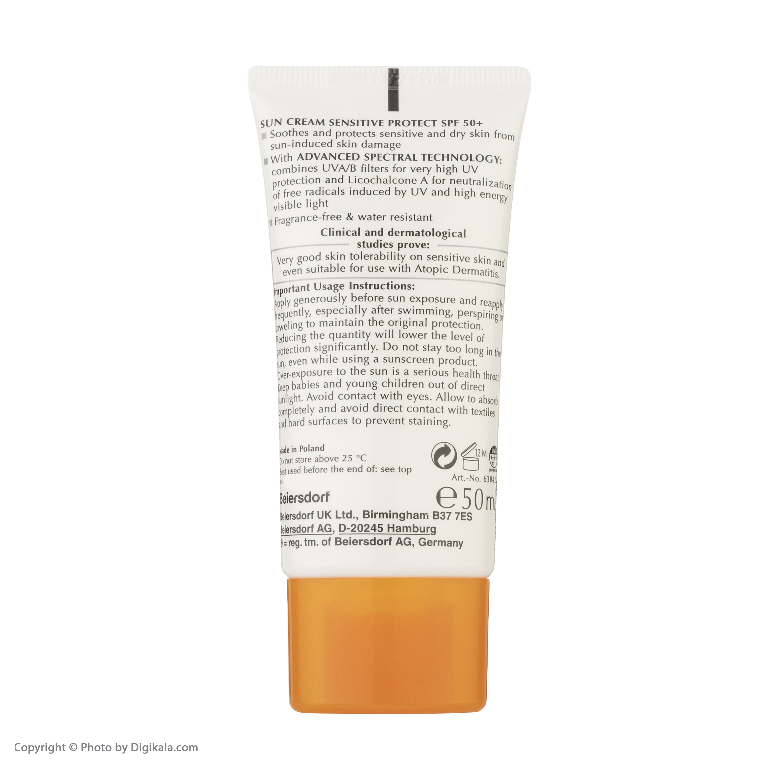 کرم ضد آفتاب بی رنگ اوسرین +SPF50 مدل Sensitive Protect مناسب پوست های حساس حجم 50 میلی لیتر