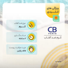 کرم ضد آفتاب بدون رنگ سی بی پاریس SPF 50 مدل 054 ‌مناسب پوست‌های معمولی و خشک حجم 40 میلی‌لیتر