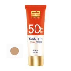 ژل ضد آفتاب رنگی ساین اسکین SPF 50 مدل M مناسب پوستهای چرب حجم 50 میلی لیتر به همراه کرم ژل ضد آفتاب آقایان مدل ساین شیلد