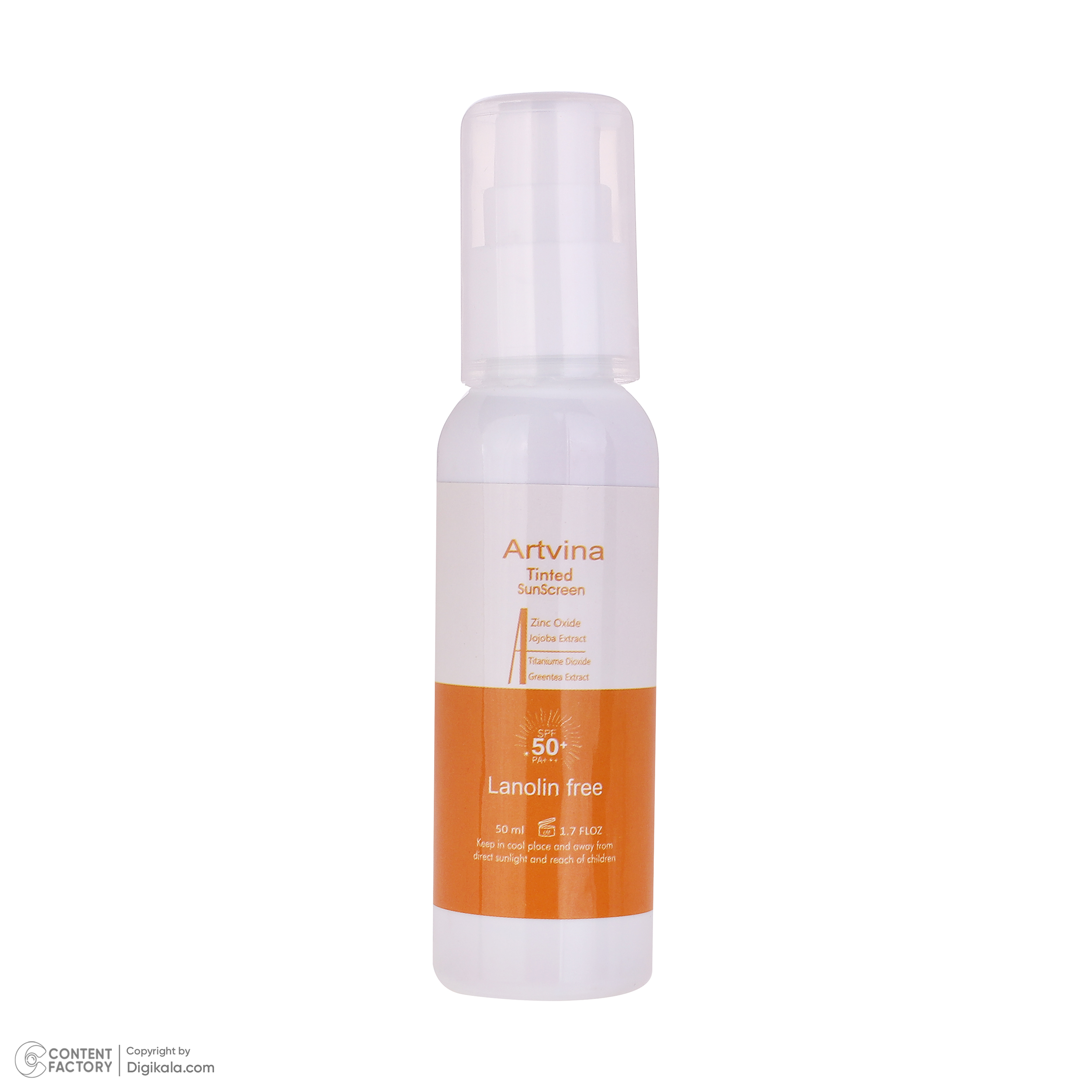 کرم ضد آفتاب رنگی آرت وینا SPF 50 مدل زینک اکساید محافظ UVA ، UVB ‌مناسب انواع پوست حجم 50 میلی‌لیتر