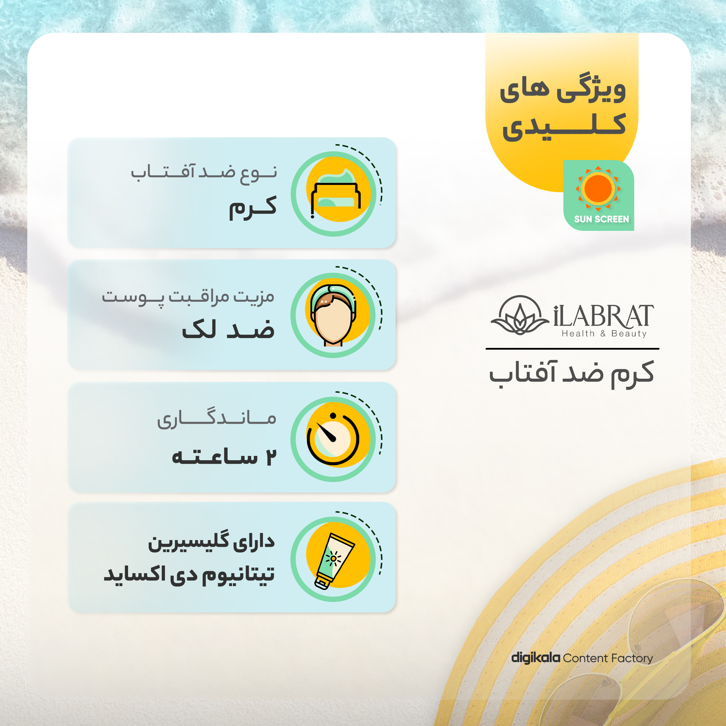 کرم ضدآفتاب ایلابرت مدل ضدلک light beige، حجم 40 میلی‌لیتر