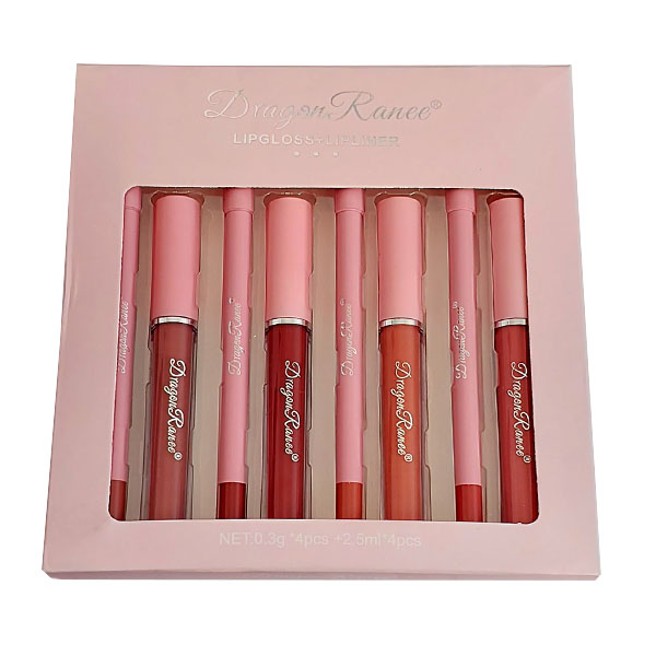 رژ لب مایع و مداد لب دراگون رانی مدل D6014 بسته 8 عددی