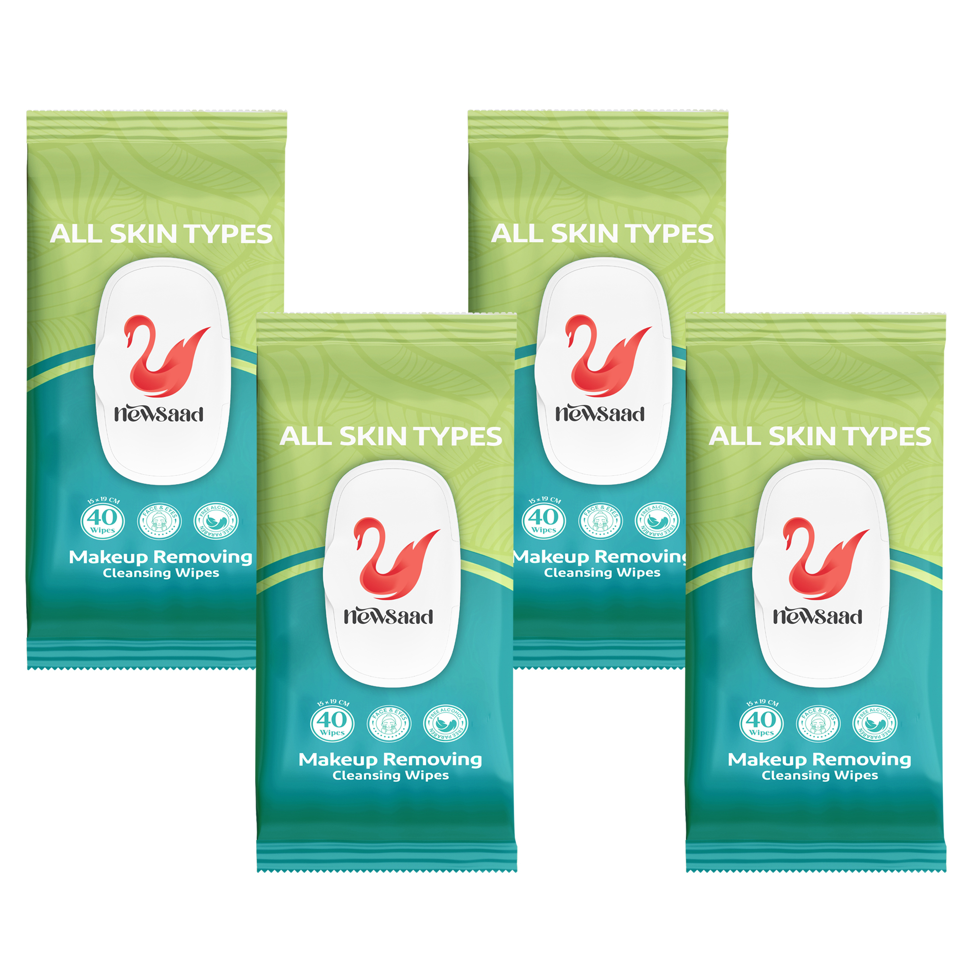 دستمال پاک کننده آرایش نیوساد مدل All Skin4 چهار بسته 40 عددی