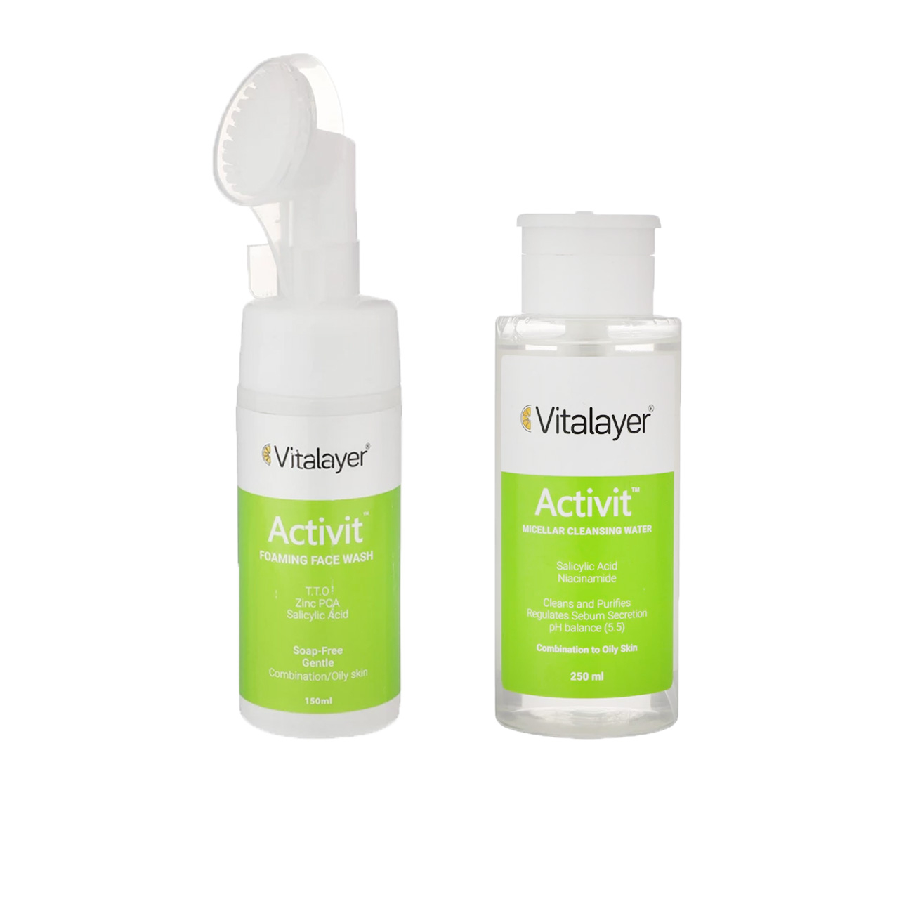 فوم شست‌وشوی صورت ویتالیر مدل Activit حجم 150 میلی‌لیتر، به همراه تونر مدل اکتی ویت حجم 250 میلی‌لیتر