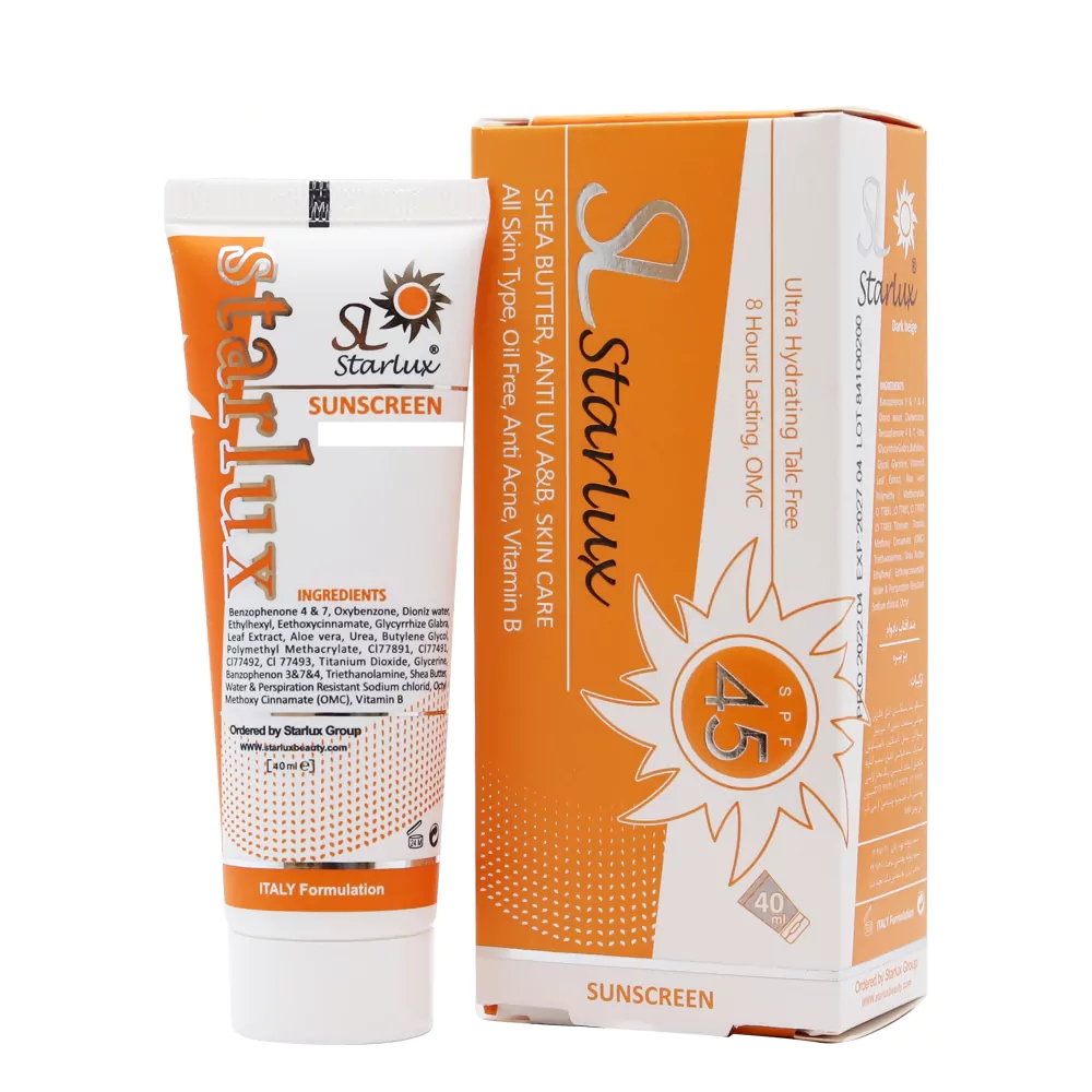 کرم ضد آفتاب رنگی استار لوکس SPF 45 مدل DB ‌مناسب انواع پوست‌ حجم 40 میلی‌لیتر