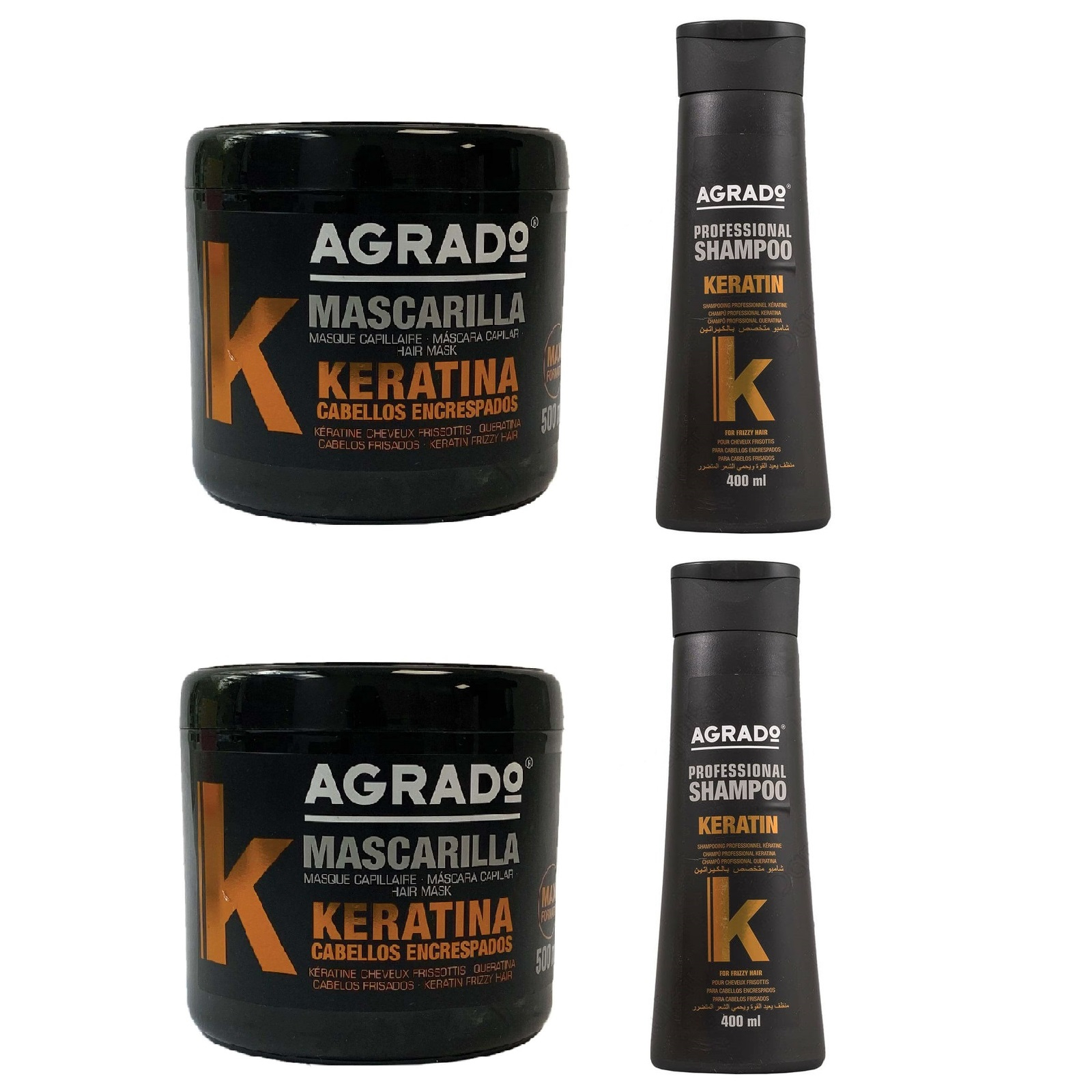 ماسک مو آگرادو مدل K01 حجم 500 میلی لیتر بسته دو عددی به همراه شامپو مو مدل K01 حجم 400 میلی لیتر بسته 2 عددی