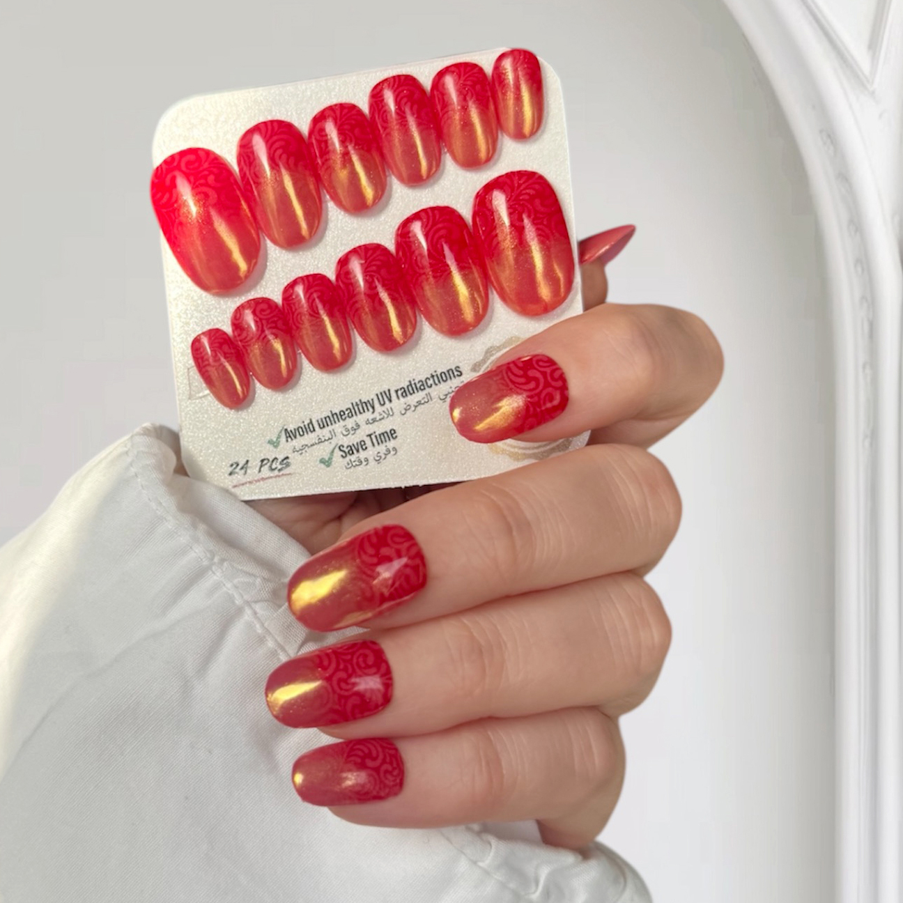 ناخن مصنوعی دست میراکل آرت مدل گرد کد R2400108 بسته 24 عددی