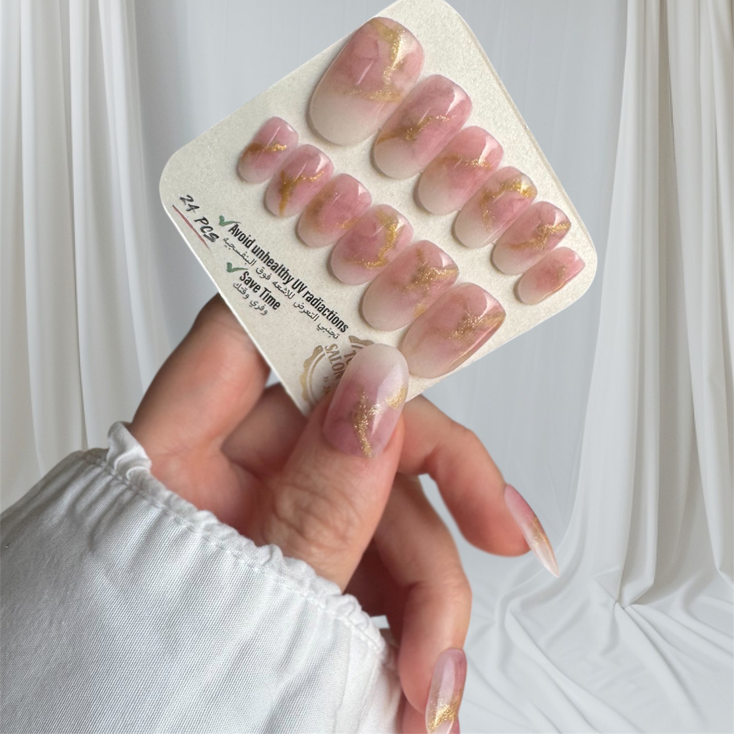 ناخن مصنوعی دست میراکل آرت مدل گرد کد R2400106 بسته 24 عددی