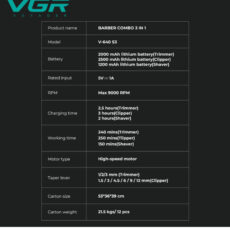 ماشین اصلاح موی سر و صورت شارژی وی جی ار مدل V-640 s3 مجموعه 3 عددی