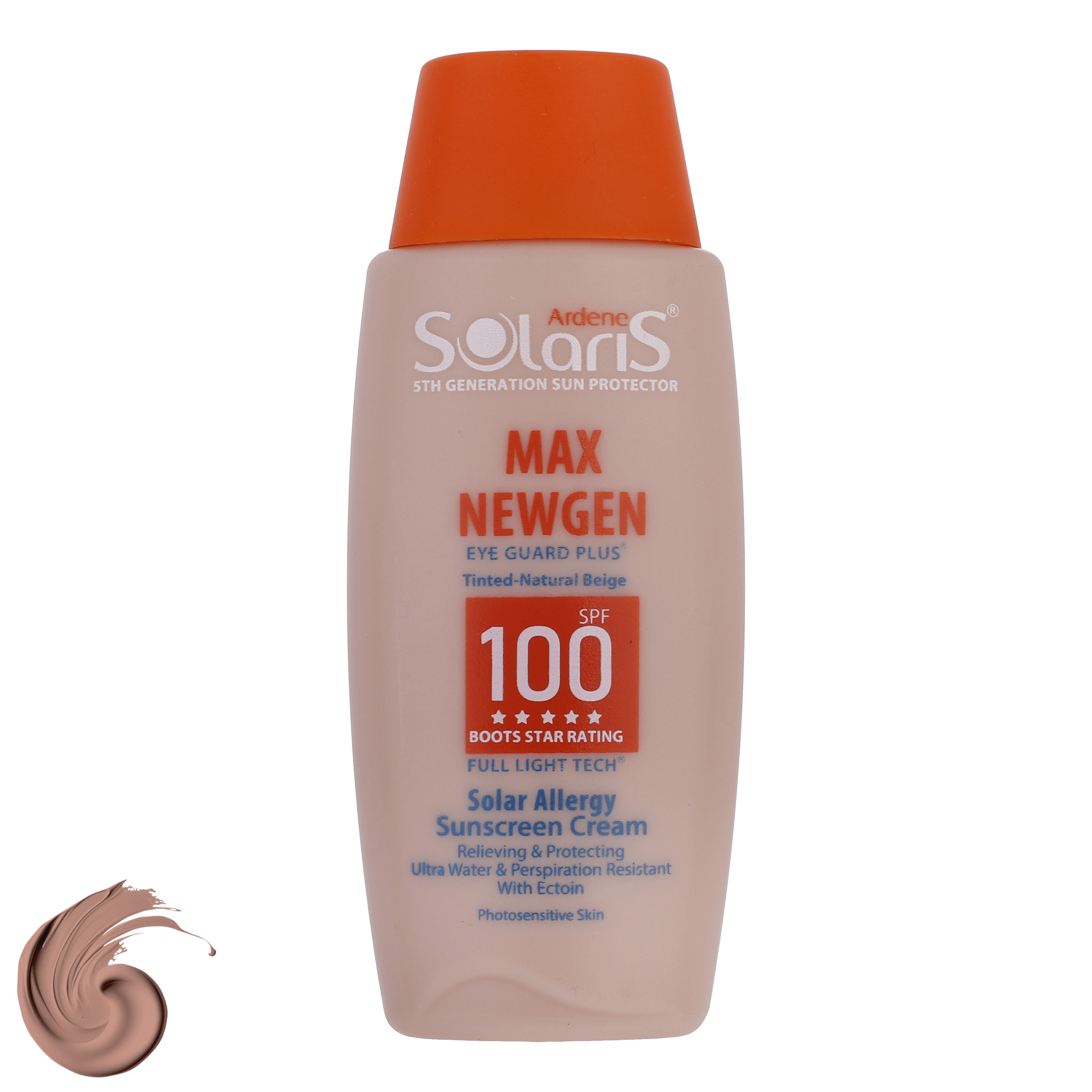 کرم ضدآفتاب رنگی آردن سولاریس SPF100 مدل Max Newgen، مناسب پوستهای حساس، حجم 100 میلیلیتر