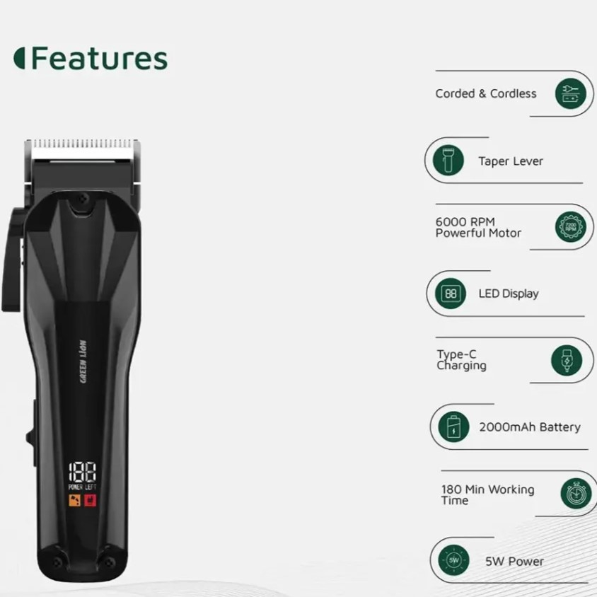 ماشین اصلاح موی سر و صورت شارژی گرین لاین مدل Clip-Pro Professional