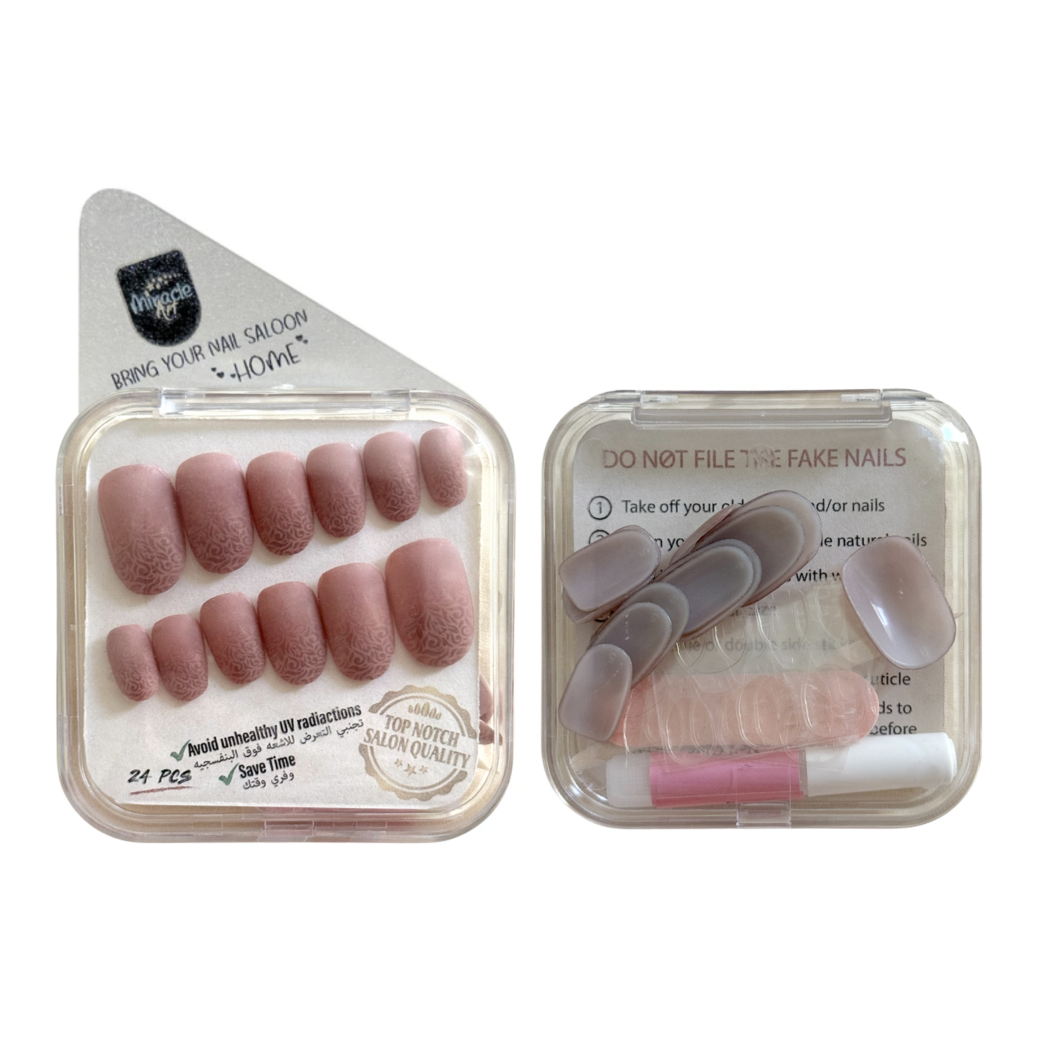 ناخن مصنوعی دست میراکل آرت مدل گرد کد R2400111  بسته 24 عددی