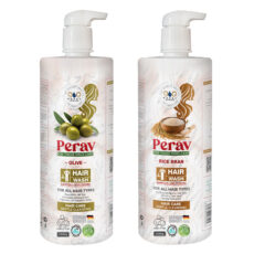 شامپو مو پراو مدل سبوس برنج و زیتون مناسب برای انواع مو وزن 1000 گرم بسته 2 عددی