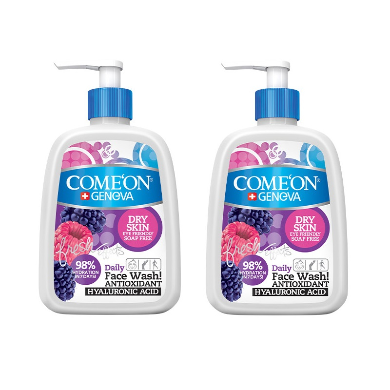 ژل شستشو صورت کامان مدل dry skin حجم 500 میلی لیتر مجموعه 2 عددی