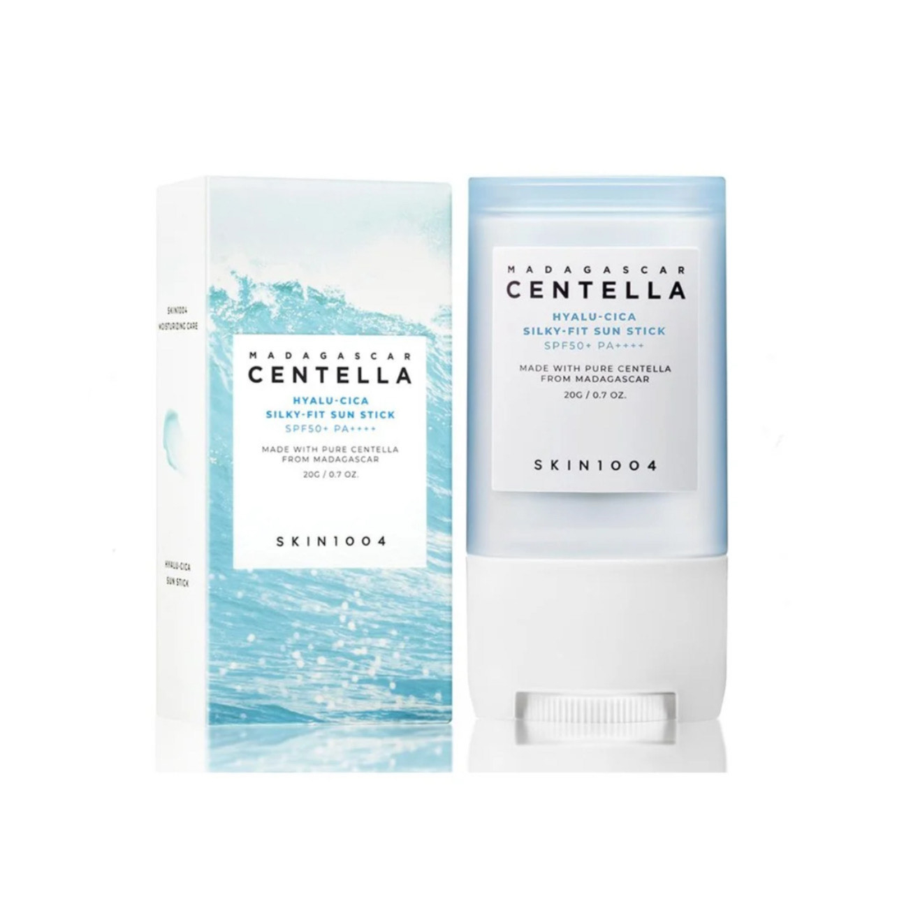 استیک ضد آفتاب بی‌رنگ سانتلا، SPF 50، مدل skin1004، مناسب انواع پوست با حجم 20 میلی‌لیتر، محافظت‌کننده در برابر اشعه‌های UVA و UVB، ضد حساسیت و مرطوب‌کننده، PA++++، روشن‌کننده، دارای فرمولاسیون عصاره مغذی و هیالورونیک اسید، با ماندگاری 3 ساعته 