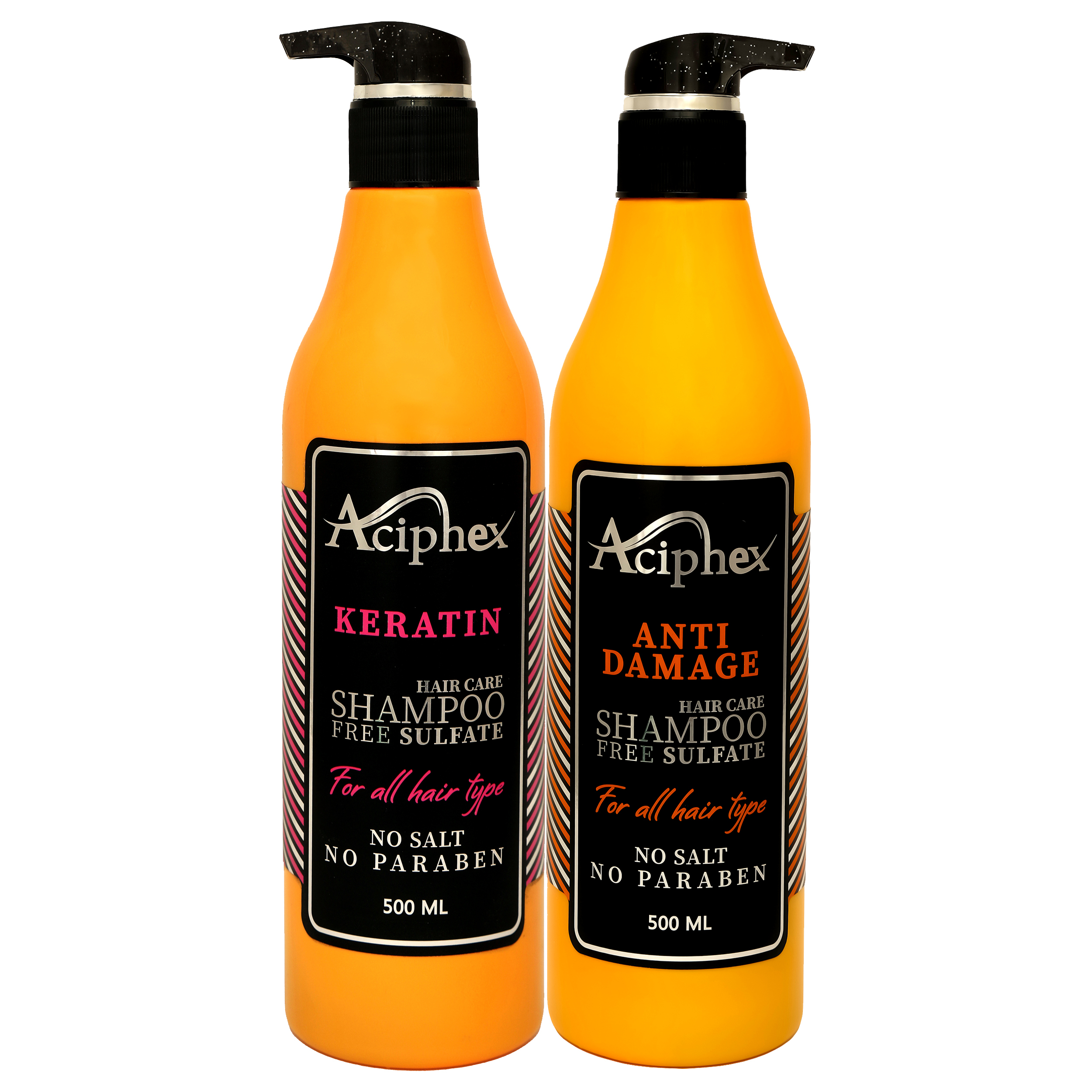 شامپو تقویت کننده و ترمیم کننده مو اسیفکس مدل آرگان-کراتین مناسب برای موهای آسیب دیده حجم 500 میلی لیتر بسته دو عددی