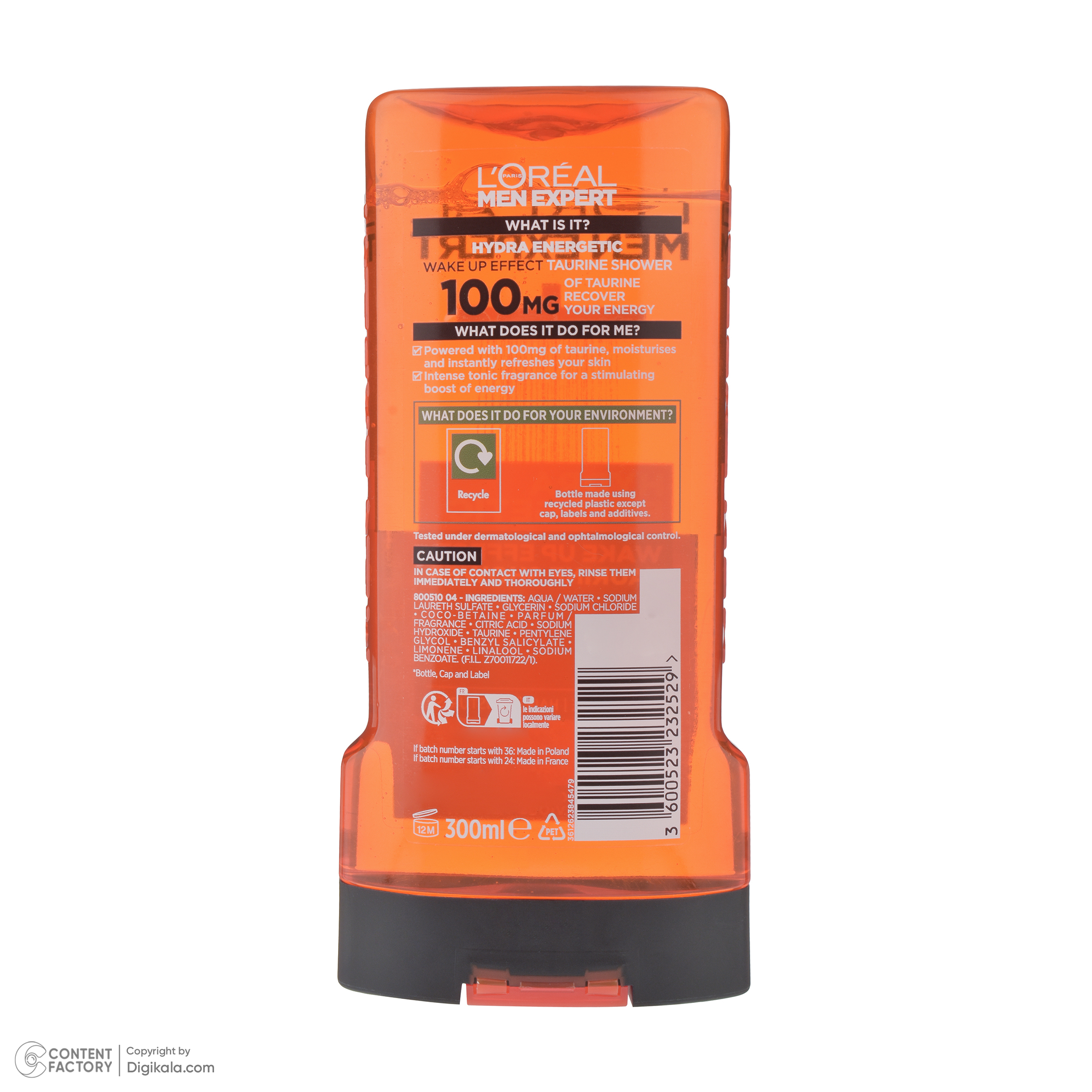 شامپو سر و بدن مردانه لورآل مدل Hydra Energetic با رایحه خنک مناسب برای انواع پوست حجم 300 میلی‌لیتر