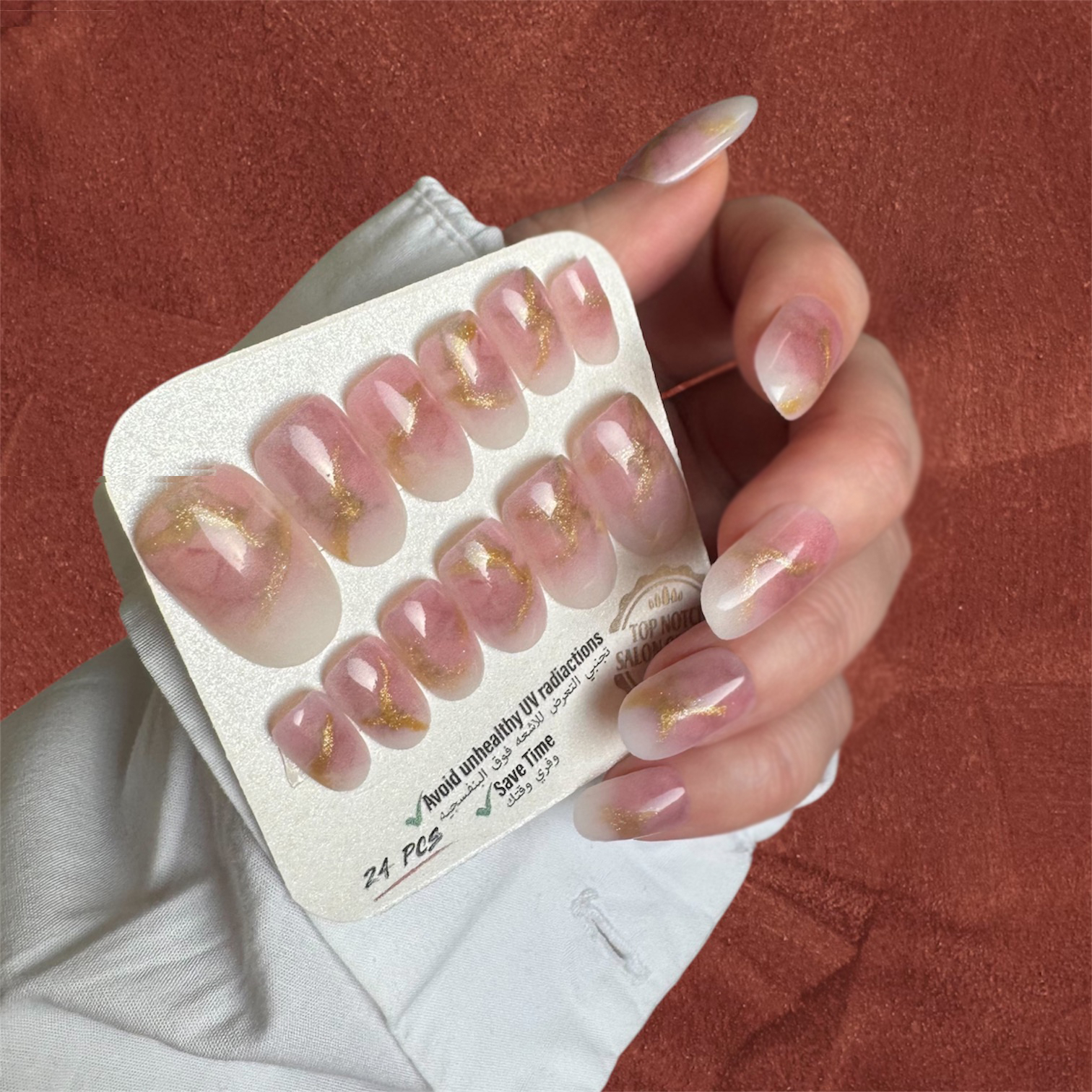 ناخن مصنوعی دست میراکل آرت مدل گرد کد R2400106 بسته 24 عددی