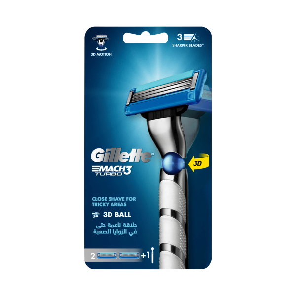 خود تراش ژیلت مدل MACH3 TURBO به همراه سری یدک بسته 2 عددی