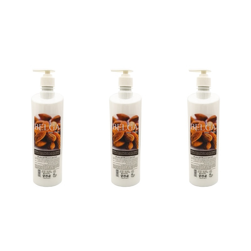 ماسک مو بلگا مدل بادام حجم 750 میلی لیتر مجموعه 3 عددی