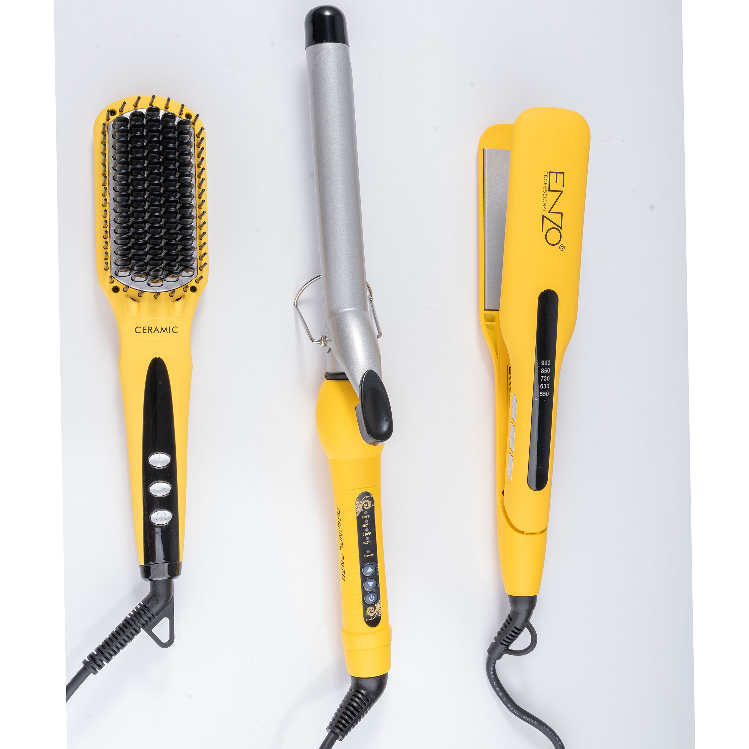 اتو مو انزو پروفیشینال مدل EN-3955W به همراه برس حرارتی و فرکننده مو