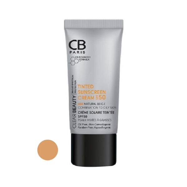 کرم ضد آفتاب رنگی سی بی پاریس spf50 مدل NB-CO مناسب پوست های چرب حجم 40 میلی لیتر