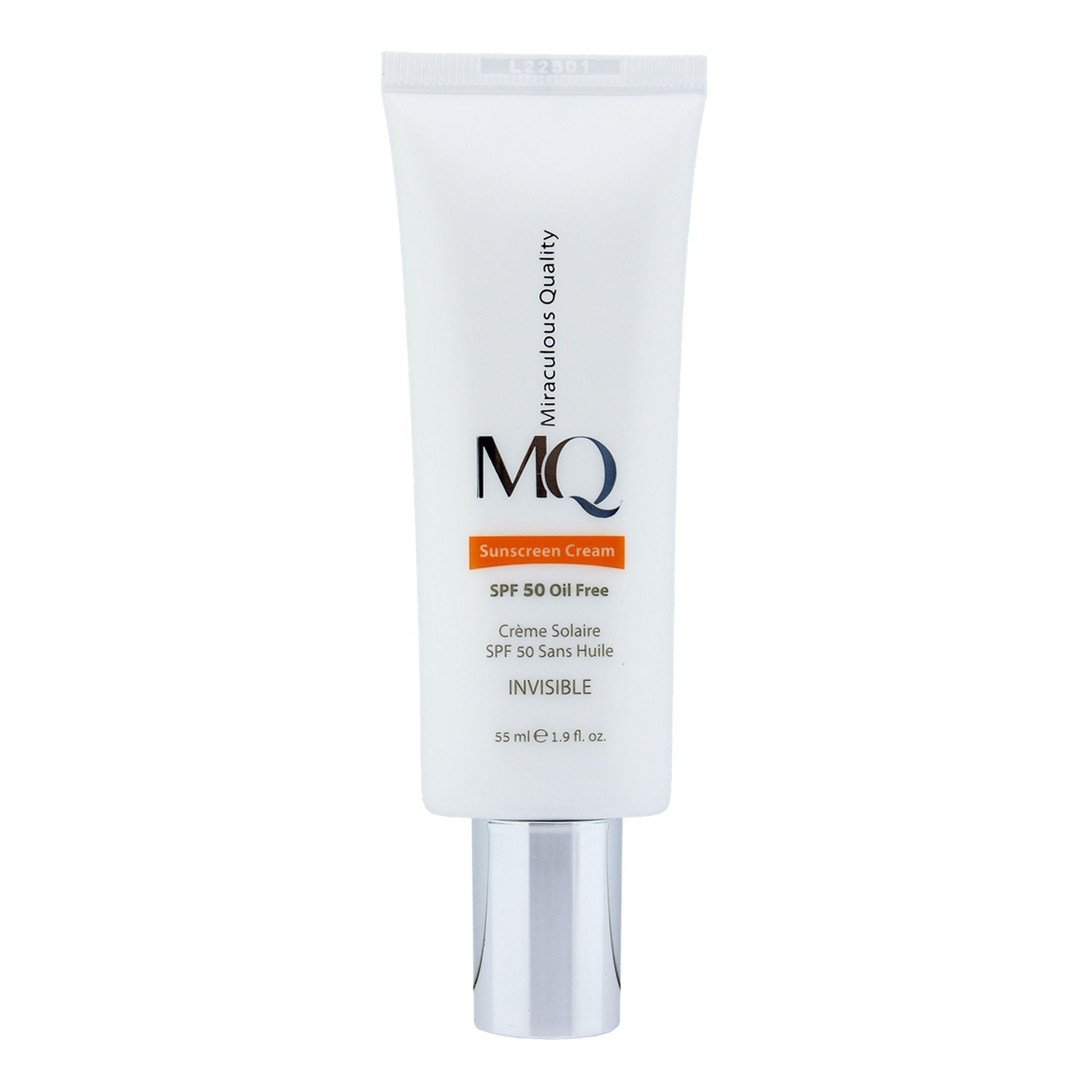 کرم ضدآفتاب بیرنگ ام کیو SPF50 مدل INVISIBLE، مناسب پوستهای چرب، حجم 55 میلیلیتر