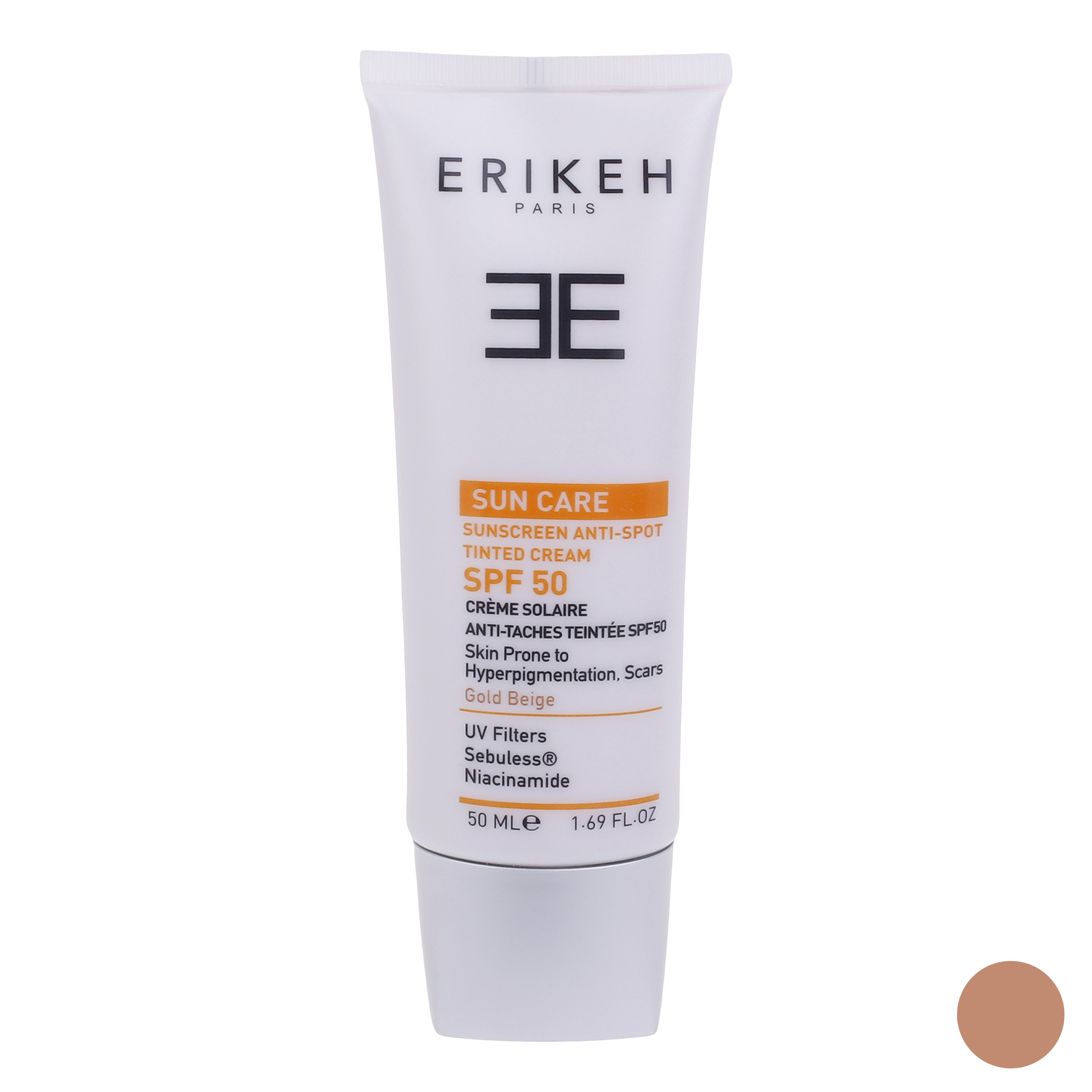 کرم ضد آفتاب رنگی اریکه SPF50 مدل Anti-Spot ‌مناسب انواع پوست‌ حجم 50 میلی‌لیتر